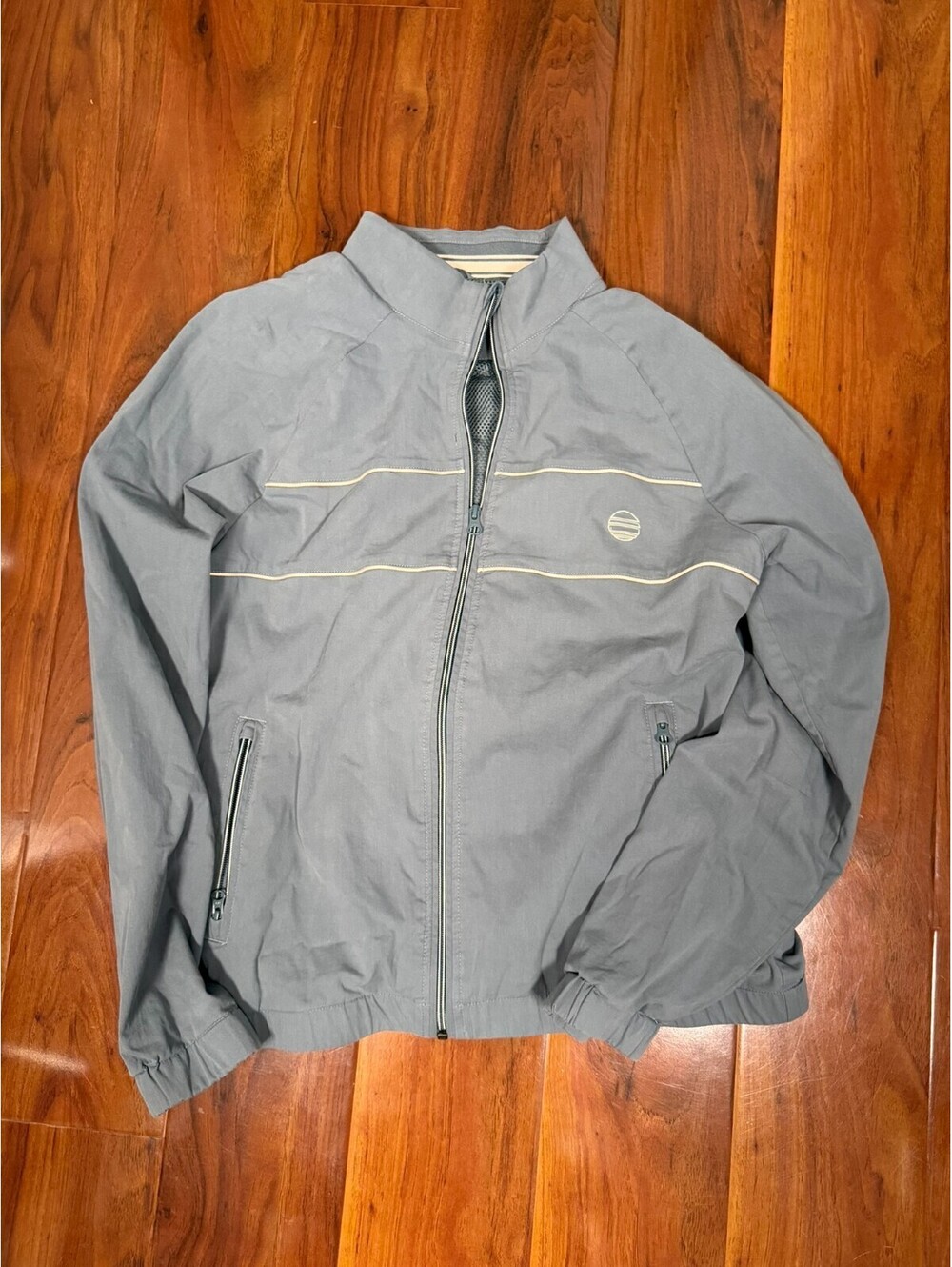 Marine Layer Freeman Stretch Twill Windbreaker Jacket Men's Medium White Blue